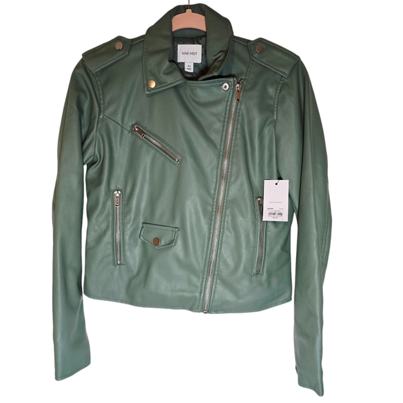Nine West Jackets & Blazers - Nine West Women's Green Leather Jacket